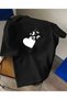 Unisex Women'S/Men's Oversize Crewneck T-Shirt with Butterflies and Heart Print
