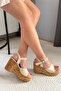 Women's Almina 10 cm Padded Written Cork Sole Shoes