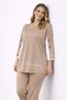 Women's Plus Size Beige, Sleeve Detail , Crew Neck Top, Pocketed High Waist Pants 2-Piece Set 65N39433 - 4