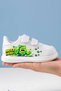 Animated Character Printed Girls' and Boys' Sports Shoes with Velcro Fasteners and White Sneaker Bands