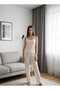 White Color Gold Gilded Pineapple Printed Lace Detail Bamboo Fabric Soft Women's Pajama Set - 4