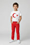 Boy's White Short Sleeve Moon Star T-Shirt Red Pants April 23 October 29 - 2