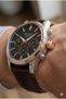 Classic Men's Wristwatch |   45mm Steel Case, Dark Brown Leather Strap, Black Dial - 4