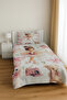 Ballerina Rabbit Teddy Bear Patterned Single Pique Bedspread Set Children's Room Piqué Bedspread