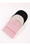 Black Cream Pink Triple Set Unisex Folded Knitwear Plain Beret - 3