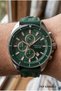 Sports Men's Wristwatch |   46mm Steel Case, Green Silicone Strap, Green Dial