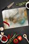 Abstract Gold and Turquoise Textured Tempered Glass Cutting Board Uv Printing in 30X40 cm Size - Bckt034 - 4