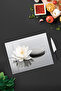 White Lotus Flower and Stone Patterned Tempered Glass Cutting Board 30X40 cm Size Uv Printing - Bckt029 - 2