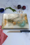 Abstract Gold and Turquoise Textured Tempered Glass Cutting Board Uv Printing in 30X40 cm Size - Bckt034