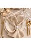 6-Piece Gold Feather Patterned Stone Embroidered-Beige K Linen Napkin – 34X34 cm Invitation and Engagement Table Napkin