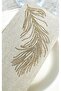 6-Piece Gold Feather Patterned Stone Embroidered-Beige K Linen Napkin – 34X34 cm Invitation and Engagement Table Napkin - 7