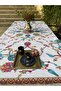 White Tulip Patterned Rectangular Tablecloth - 2