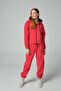 Red Cross Lace Detailed Zippered Hooded Oversize Tracksuit Set - 2