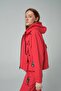 Red Cross Lace Detailed Zippered Hooded Oversize Tracksuit Set - 3