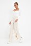 Taş Wide Leg/Geniş Paça Yanları Düğmeli Dokuma Kumaş Pantolon TWOSS20PL0398 - 3