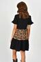 Women's V-Neck Leopard Patterned Block Dress Leopard & Black - 3