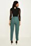 Women's Petrol Green Elastic Waist Relaxed Cut Trousers - 13