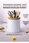 Printed Ceramic Pen Holder with Boho Design and Wooden Detail Desktop Pen Holder - 2