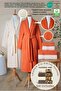 6 Piece Striped Bathrobe Set 100% Cotton Certified + Gift Leopard 4-Piece Brown Cream Hand and Face Towels Dowry - 3