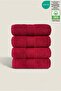 4-Piece Hand and Face Towel Set 100% Cotton Certified Bathroom and Kitchen Towels |   Dowry Box 50X90Cm Burgundy