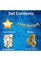 Gold Concept 4Th Birthday Celebration Set; White Gold Confetti Balloon, Number Star Foil and Banner - 3