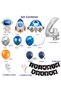 Space Themed Birthday Set 4 Years Old; 4 Foil, 56 Latex Balloons, Banner, Balloon Chain, Balloon Tape - 5