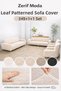 Leaf Patterned Seat Cover 3+3+1+1 Set Stretchy Elastic Non-Slip Full-Fit Sofa Cover