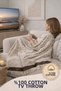 100% Cotton Woven Tv Blanket Si – 130X170 cm (Brown-Beige)