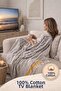 100% Cotton Woven Tv Blanket Si – 130X170 cm (Grey-Yellow)