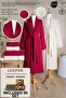 6 Piece Striped Bathrobe Set 100% Cotton Certified + Gift Leopard 2-Piece Coffee Cream Hand Towel Dowry - 2