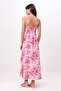 Pembe %100 Pamuk Çiçekli A-Kesim/Çan Form Maxi Dokuma Elbise TWOSS26EL00664 - 4
