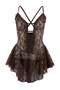 Kahverengi Pencere/Cut Out Detaylı Külotlu Dantelli Babydoll/Fantezi Gecelik THMSS25CY00004 - 3