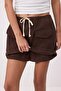 Brown Gabardine Soft Keyhole Shorts Skirt Shorts & Bermuda Twoss26Sr00044 - 7