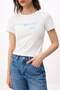 Ecru Printed Fitted Short Sleeve Cotton Ribbed Knitted T-Shirt Twoss26Ts00127 - 5