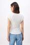 Ecru Fitted/Bodycon Raglan Sleeve Short Sleeve Soft Knitted Blouse Twoss26Bz00526 - 4