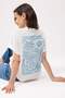 Ecru Printed Oversize/Wide Fit Low Sleeve Short Sleeve Tok 100% Cotton Knitted T-Shirt Twoss26Ts00160