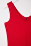 Red Corded A-Line Midi Knitted Dress Tbbss24Ah00130 - 3