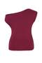 Burgundy Premium Soft Fabric Fitted Kayak/Madonna Collar Stretchy Knitted Blouse Tbbss25Af00029 - 6