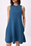 Indigo Shift/Straight Cut Short / Mini Woven Linen Dress Twoss26El00763 - 3