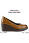Mabel Taba Genuine Cowhide Leather Round Toe Wedge Heeled Casual Shoes - 4