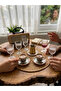 Striped Footed 6-Piece 80ml Crystal Glass Coffee Water Cup Set, Coffee Serving Glass Cup Set