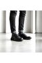 Men's Leather Vibration Supported Comfort Casual Shoes 21027S - Black - 44 - 6