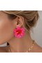 Quadruple Pink Flower and Gold Hoop Earrings