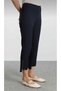 Women's Narrow Leg Fabric Trousers with Zipper at the Hem, Navy Blue