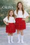 Girl's Red Ruffled Skirt and White Blouse Birthday Outfit |   23 April Show Combination Set - 7