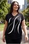 Women's Plus Size Black Blouse with Stones and Print Detail - 8