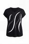 Women's Plus Size Black Blouse with Stones and Print Detail - 7