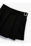 Viscose Blended Pleated Skort with Buckle Detail - 3