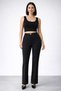 Women's Black Striped High Waist Gathering Spanish Style Palazzo Trousers
