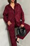 Women's Burgundy Leopard Patterned Satin Suit - 7